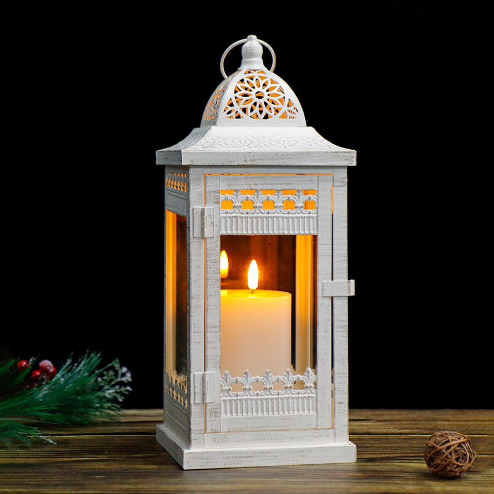 14.5" High Vintage Style Hanging Lantern(White）-1