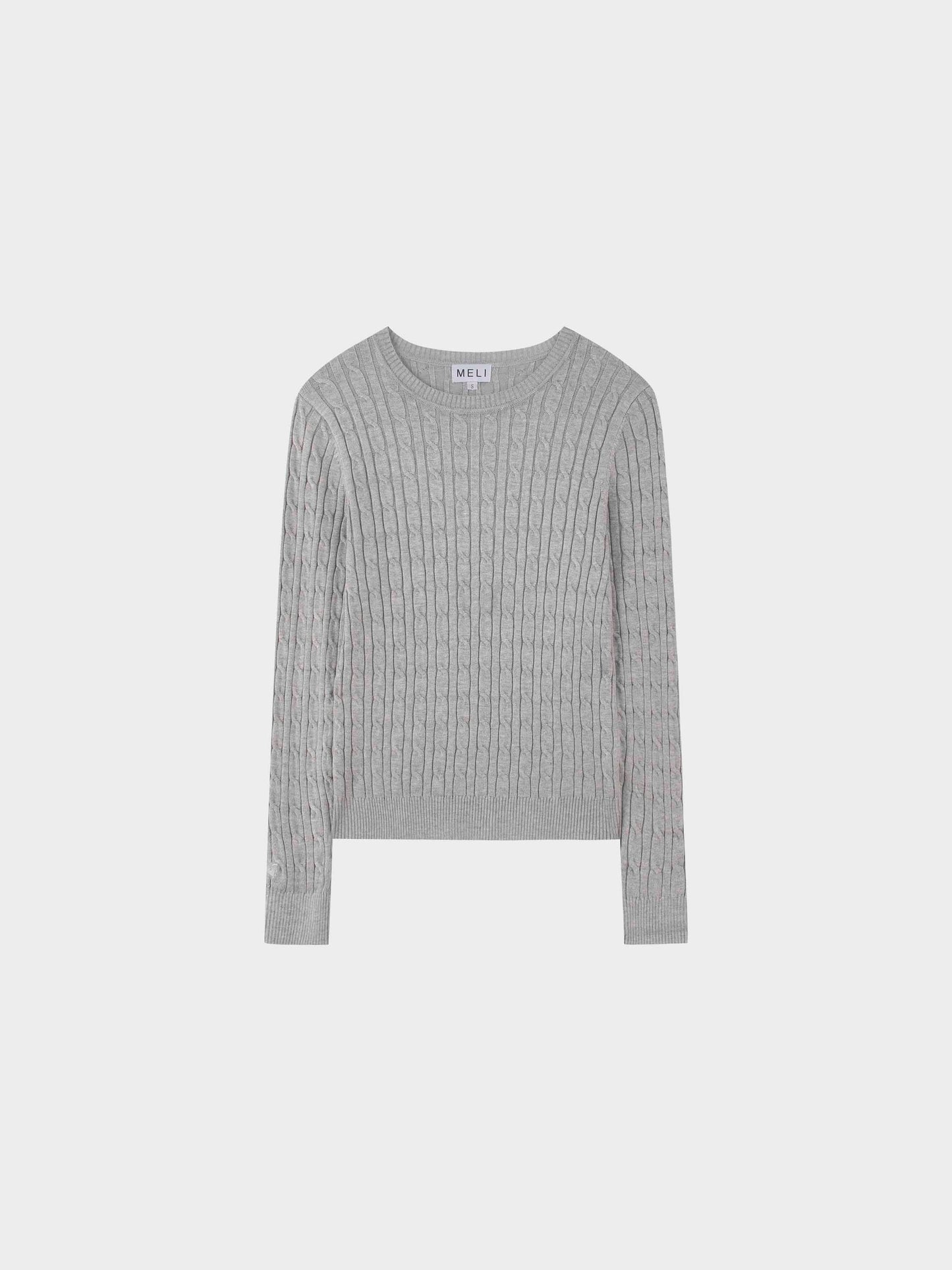 Knit Cable Sweater-Heathered Grey-1