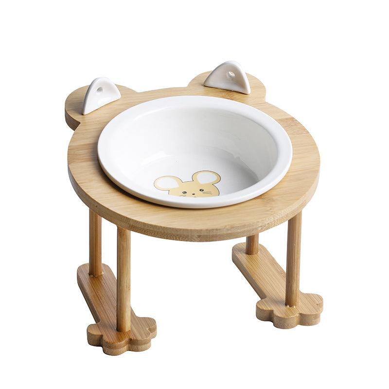Elevatepet Ceramic Tilted Cat Bowl With Bamboo Stand-8