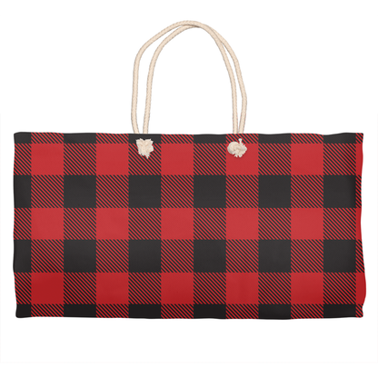 Buffalo Plaid Weekender Tote-0