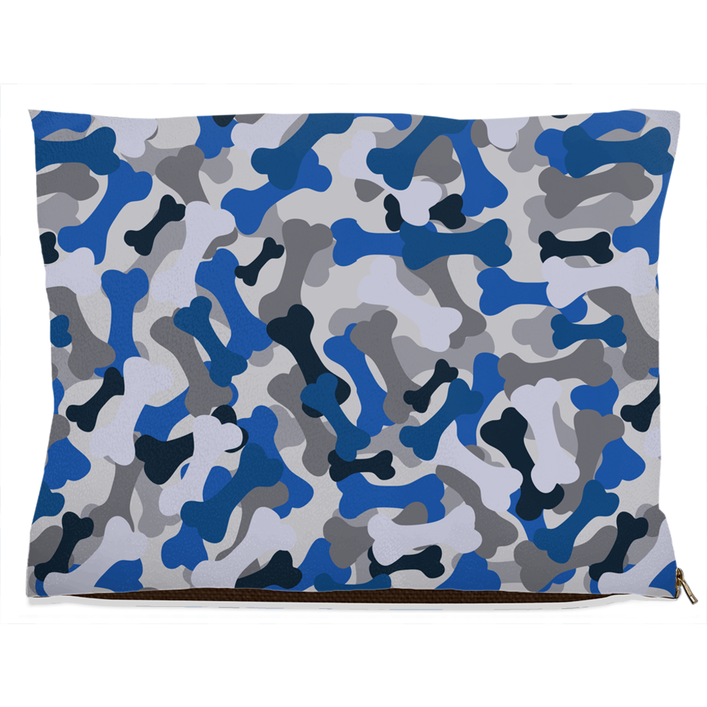 Bone Camo Blue Dog Bed-3