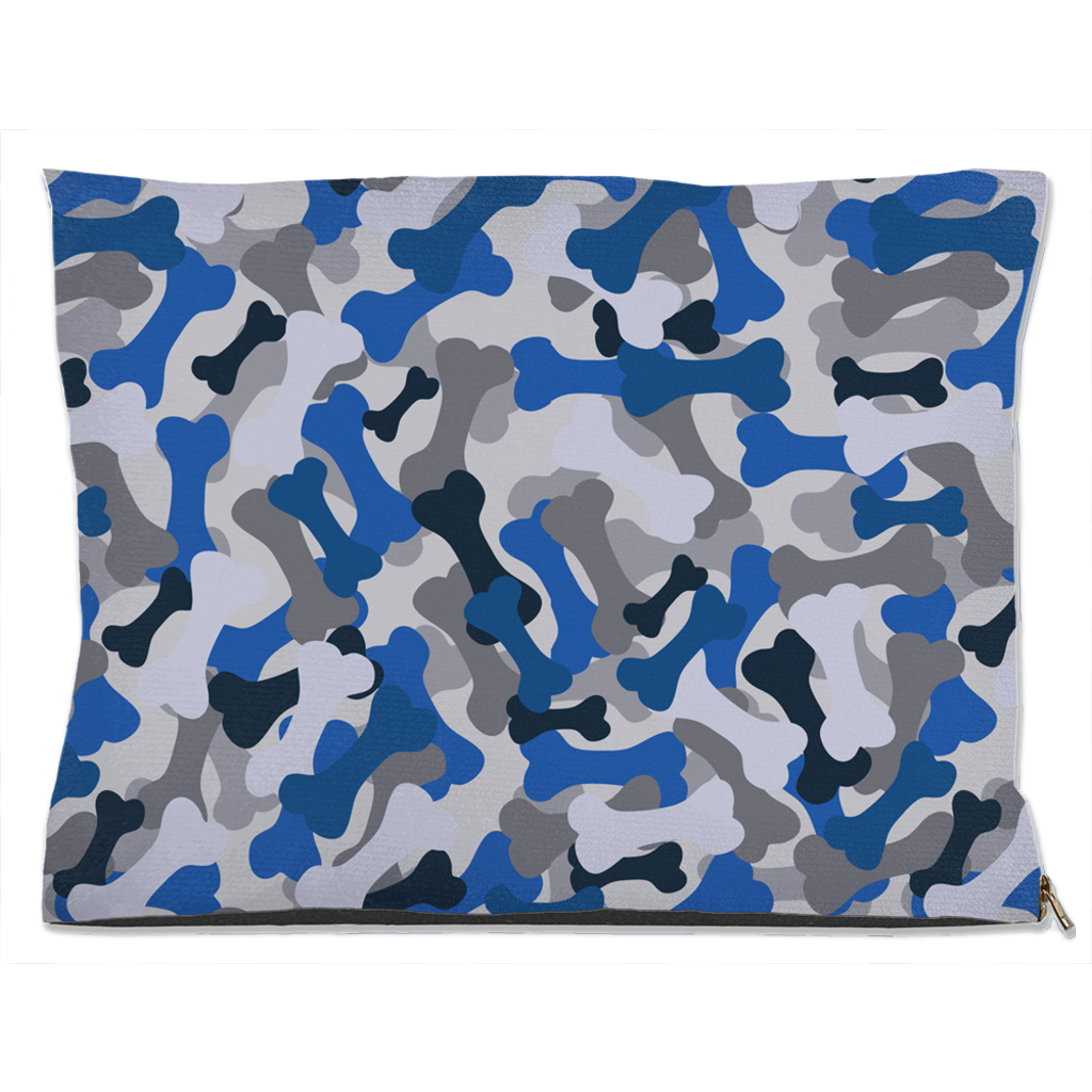 Bone Camo Blue Dog Bed-2