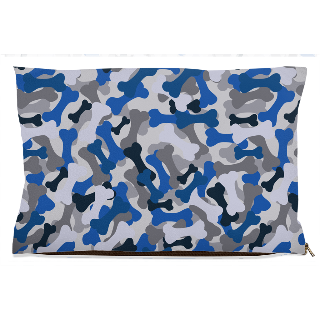 Bone Camo Blue Dog Bed-1