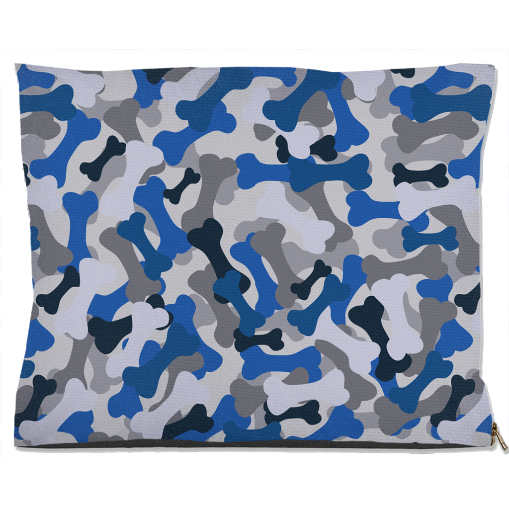 Bone Camo Blue Dog Bed-4