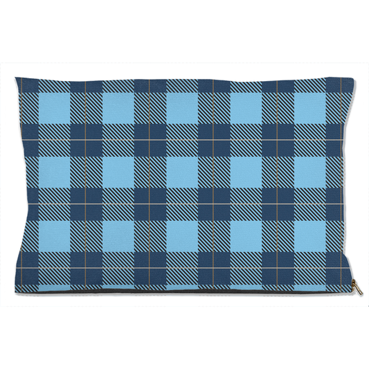 Plaid Blue Dog Bed-0