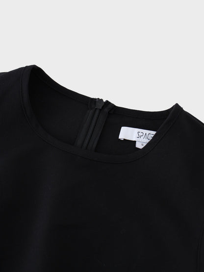Pleated Slip Dress-Black-2