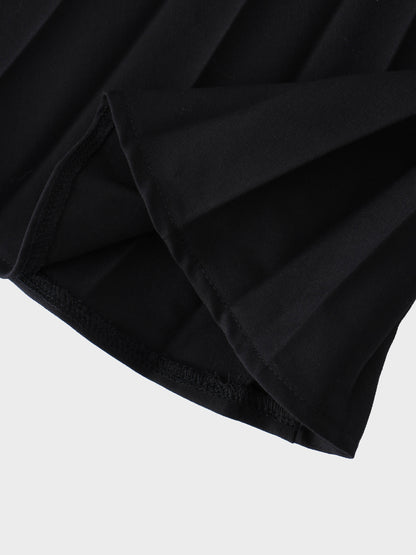 Pleated Slip Dress-Black-3