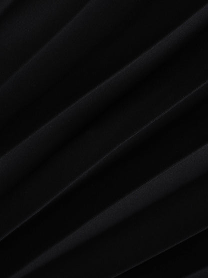 Pleated Slip Dress-Black-4