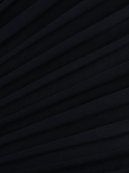 Pleated Slip Dress-Navy-4