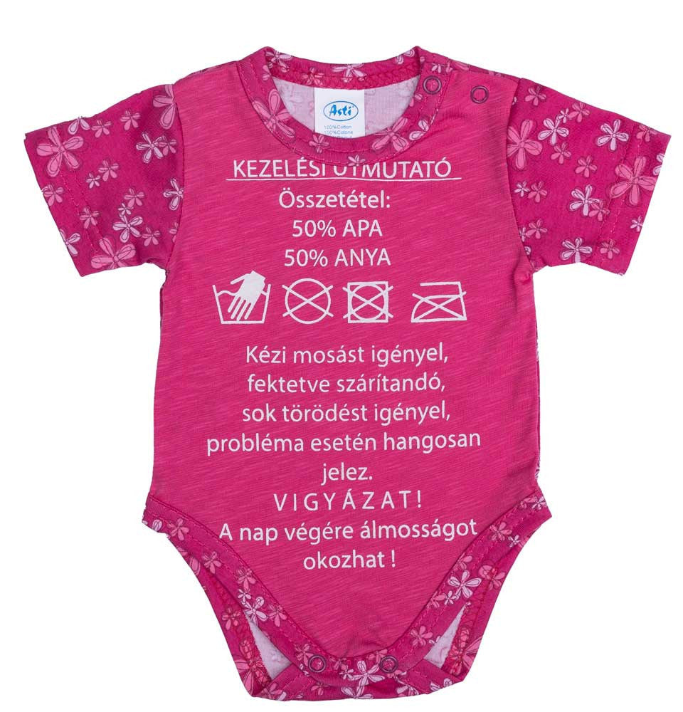 Feliratos rövid ujjú baba body-0