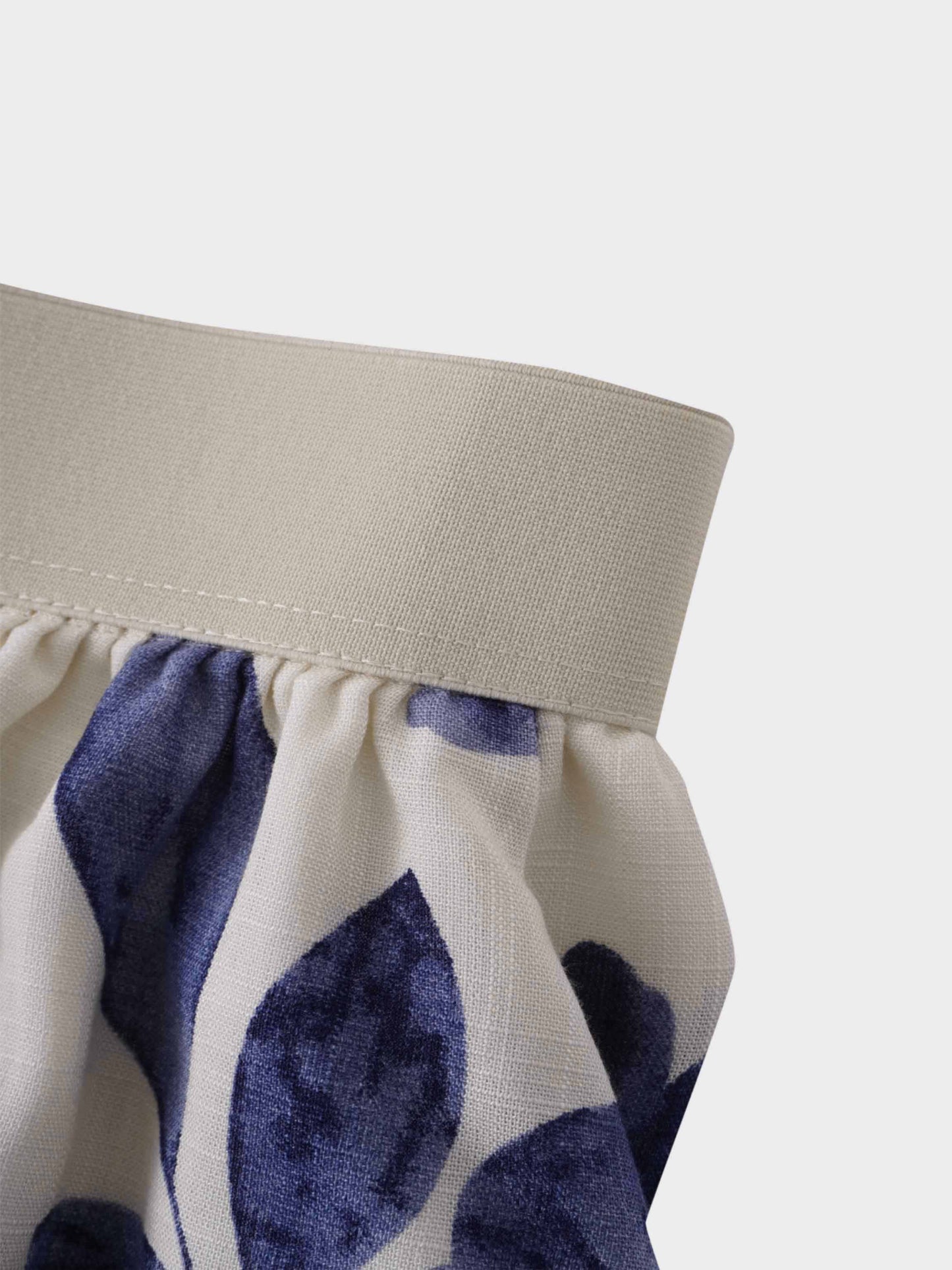 Leather Buckle Skirt-Blue Floral-3