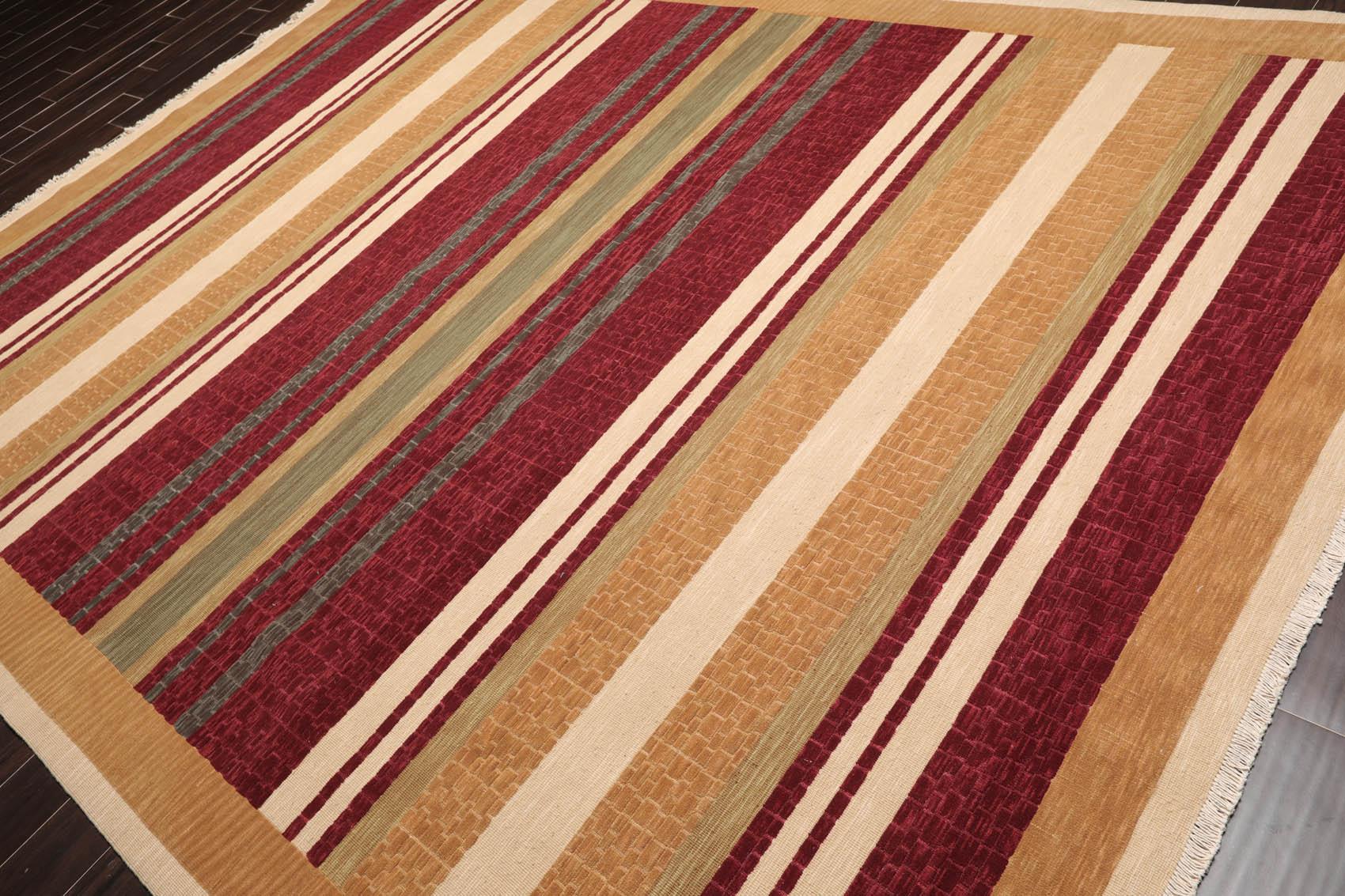 8'10" x 11'10" Hand Knotted 100% Wool Modern Area Rug Burgundy-2