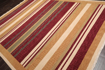 8'10" x 11'10" Hand Knotted 100% Wool Modern Area Rug Burgundy-2