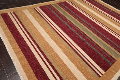 8'10" x 11'10" Hand Knotted 100% Wool Modern Area Rug Burgundy-3