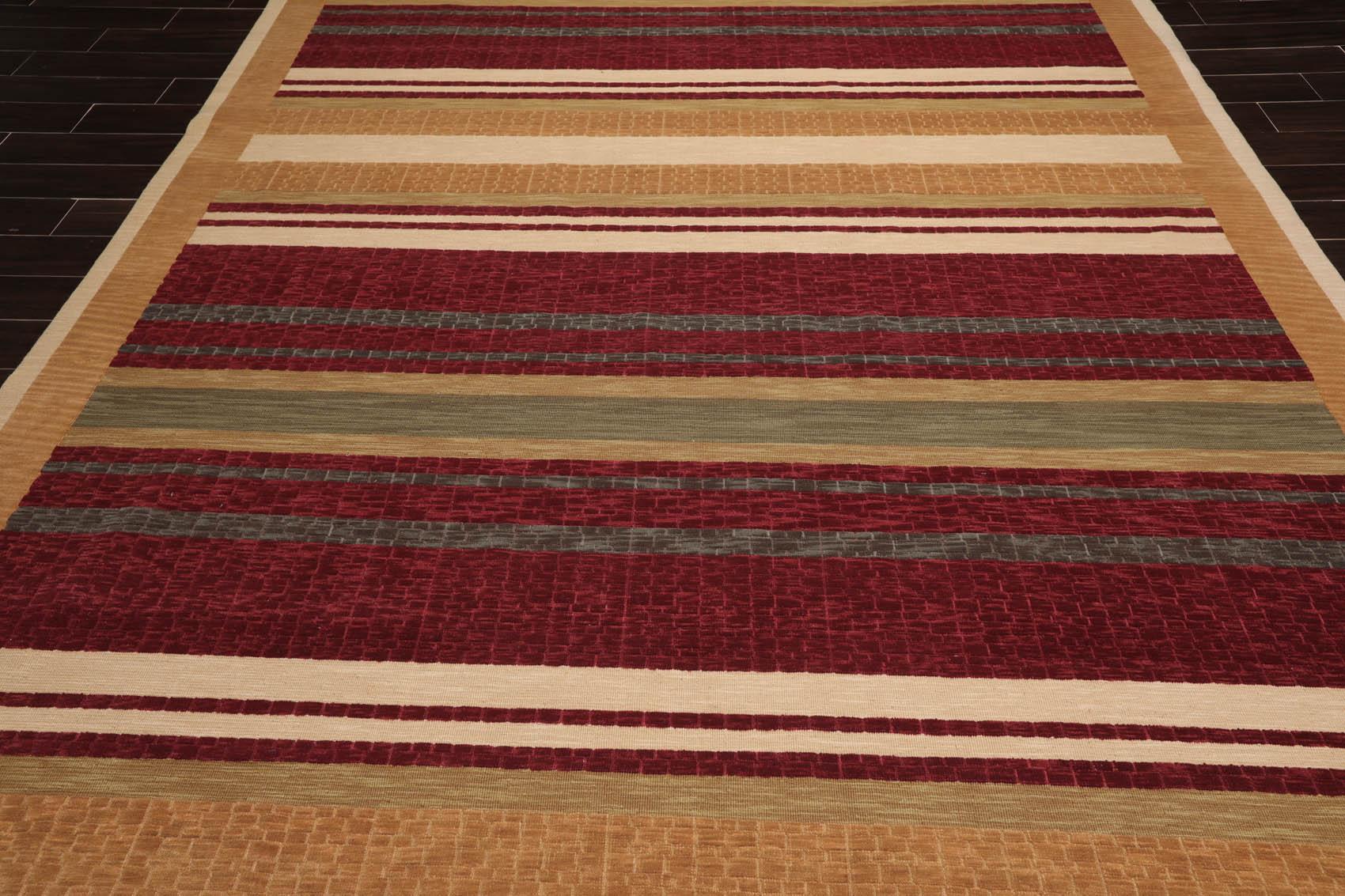 8'10" x 11'10" Hand Knotted 100% Wool Modern Area Rug Burgundy-4