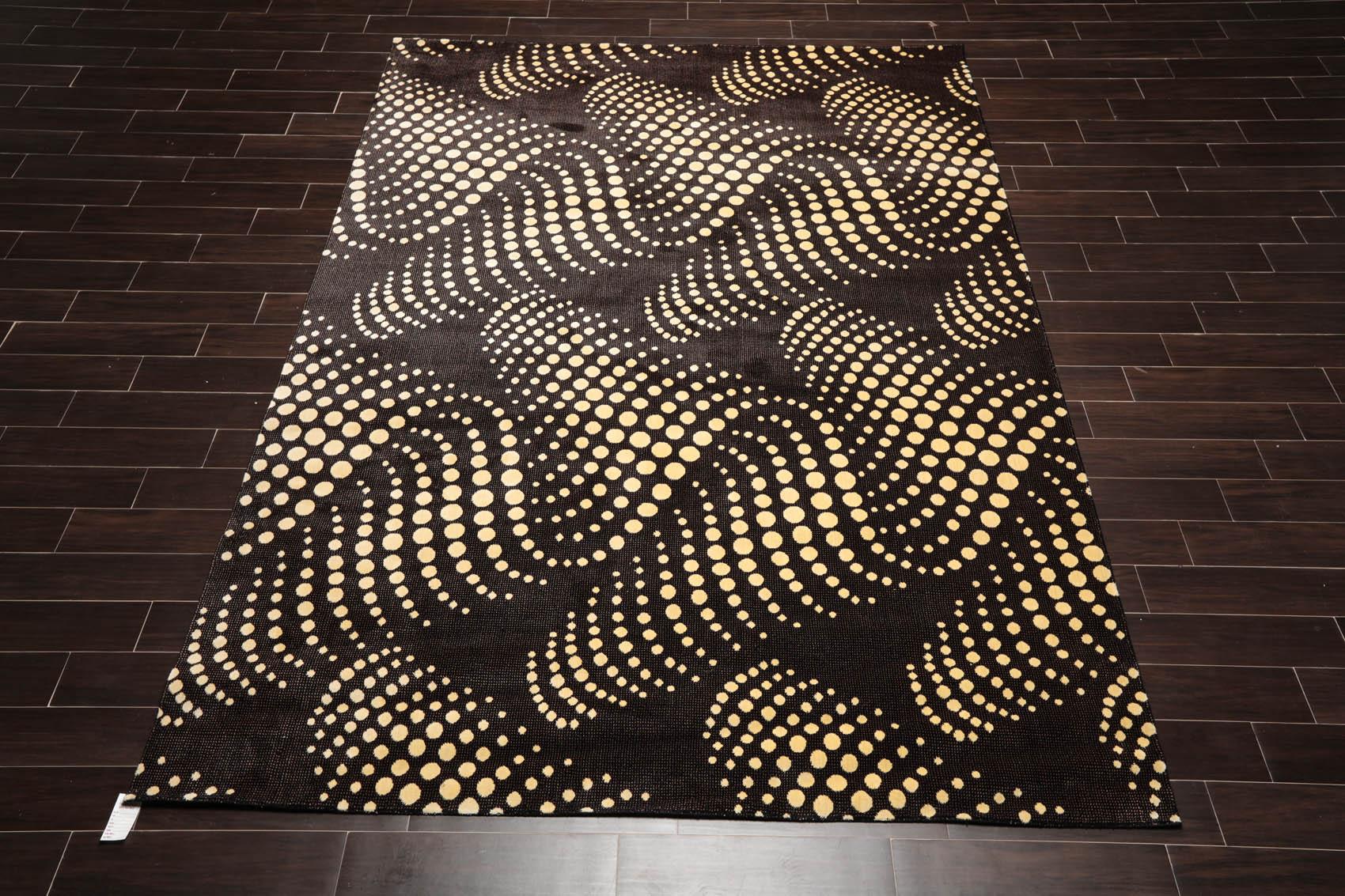 7'6" x 10'10" 100% New Zealand Wool Modern Oriental Area Rug Black-1