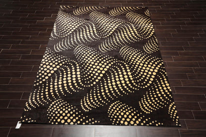 7'6" x 10'10" 100% New Zealand Wool Modern Oriental Area Rug Black-1
