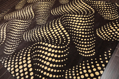 7'6" x 10'10" 100% New Zealand Wool Modern Oriental Area Rug Black-2