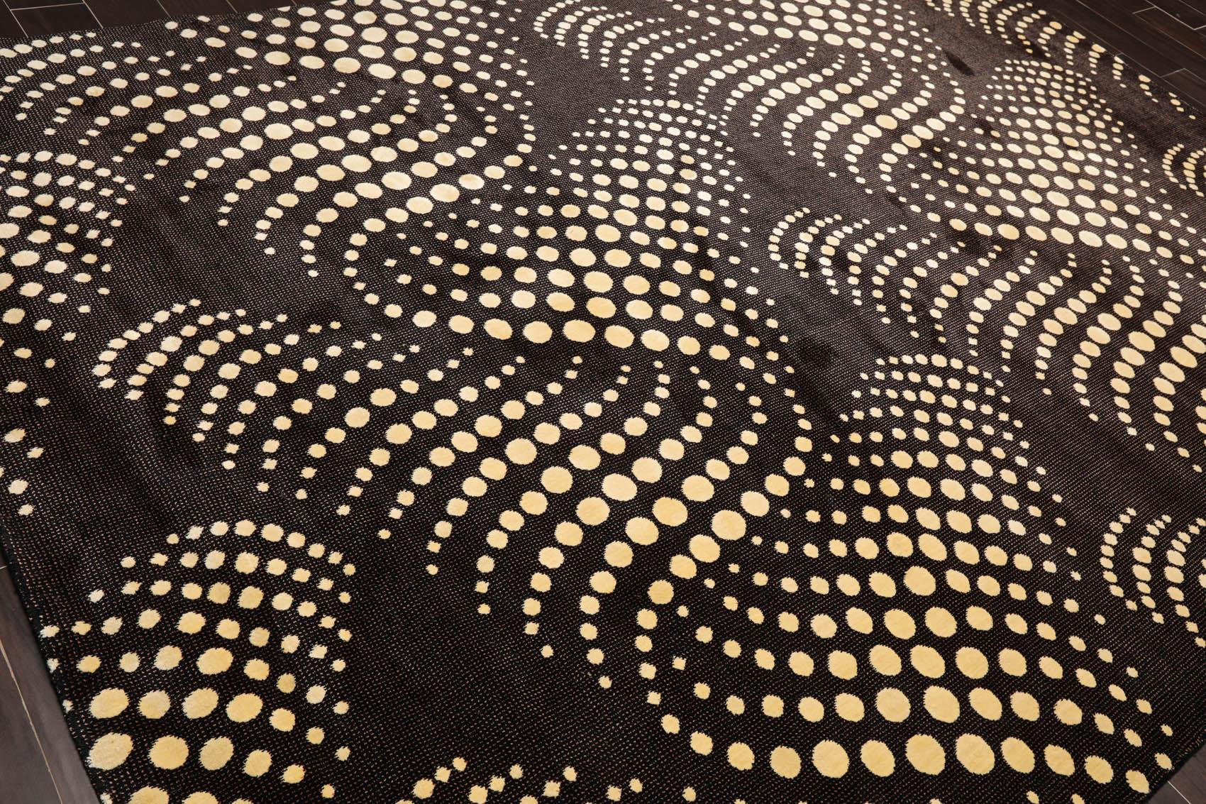 7'6" x 10'10" 100% New Zealand Wool Modern Oriental Area Rug Black-3