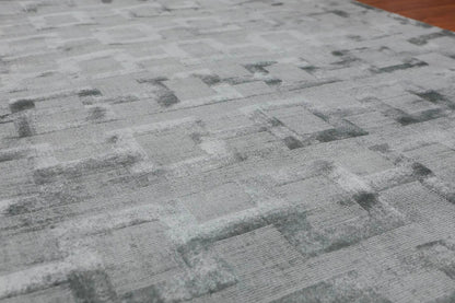3' x 5' Handmade 100% Bamboo Silk Loop & cut Pile Geometric Area rug Aqua-4