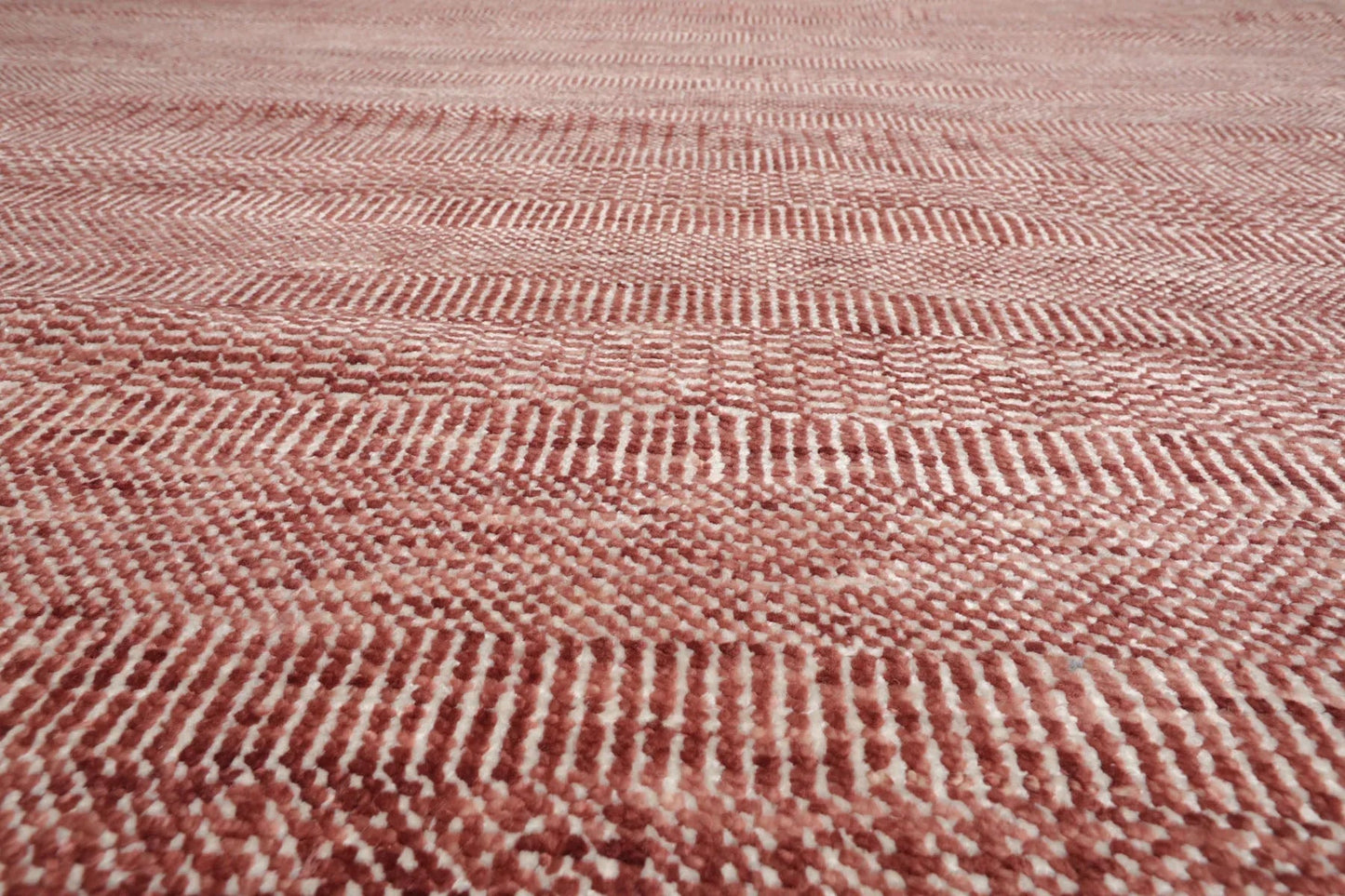 LoomBloom Multi Sizes Raspberry Hand Knotted Contemporary  Tibetan Geometric Wool & Bamboo Silk  Oriental Area Rug-4