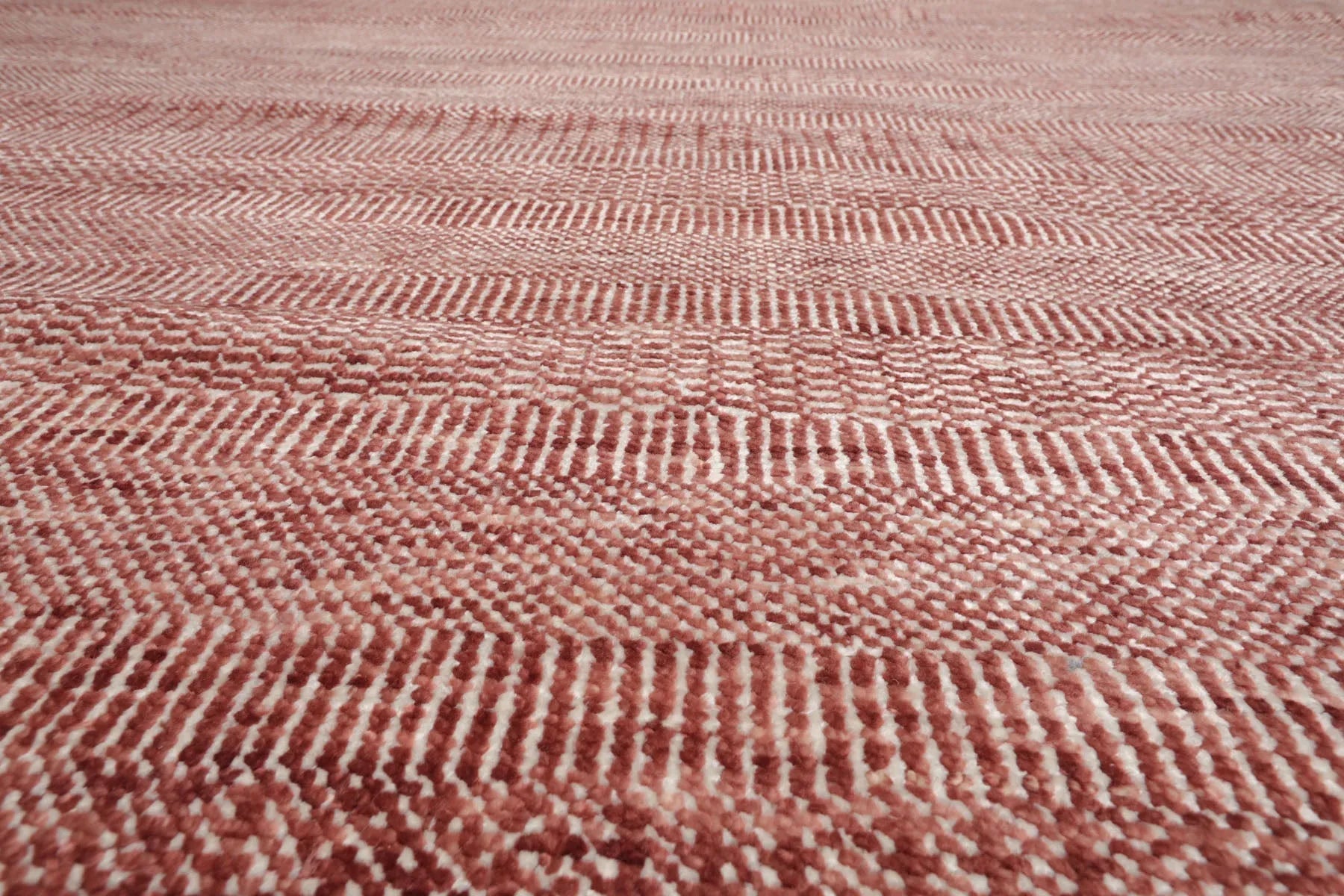 LoomBloom Multi Sizes Raspberry Hand Knotted Contemporary  Tibetan Geometric Wool & Bamboo Silk  Oriental Area Rug-4