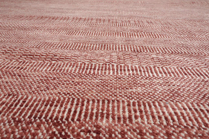 LoomBloom Multi Sizes Raspberry Hand Knotted Contemporary  Tibetan Geometric Wool & Bamboo Silk  Oriental Area Rug-4