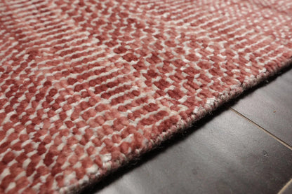 LoomBloom Multi Sizes Raspberry Hand Knotted Contemporary  Tibetan Geometric Wool & Bamboo Silk  Oriental Area Rug-2