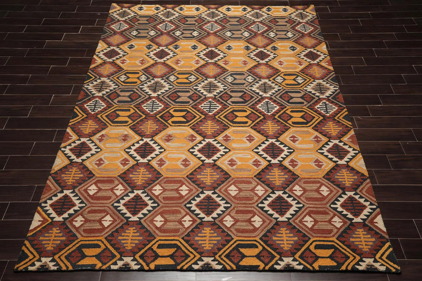 Handmade Multi Size 100% Wool Traditional Oriental Area Rug Gold-2