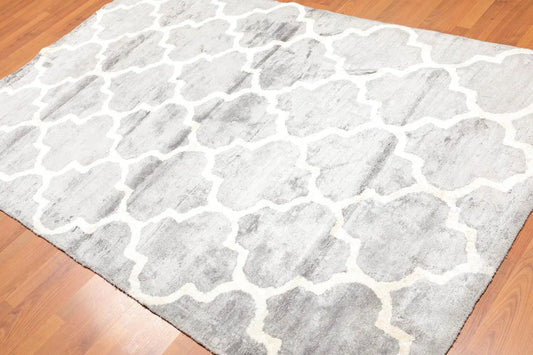 5' x 8' Handmade Bamboo Silk Traditional Oriental Area Rug Contemporary Gray-0