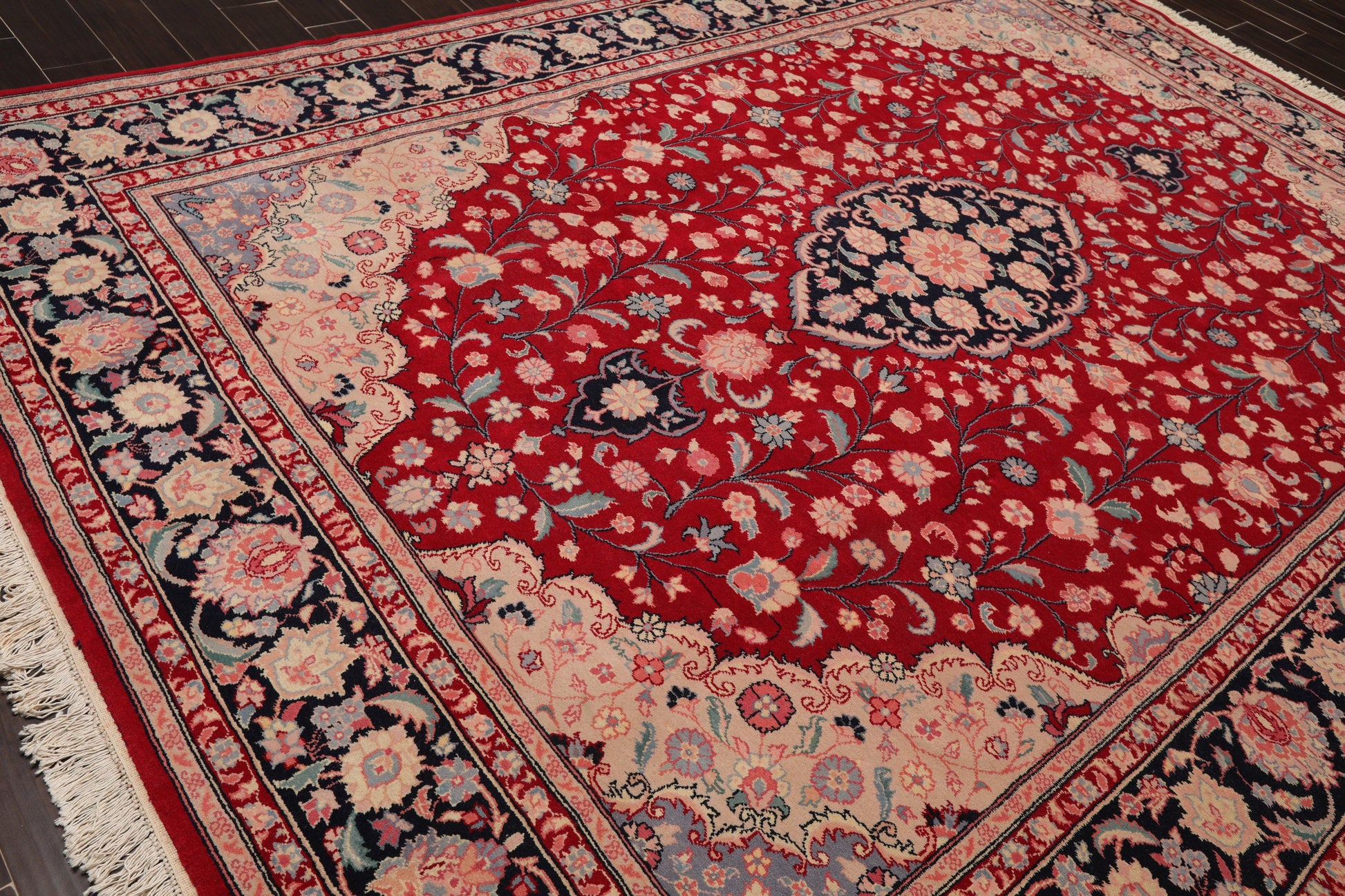 8'10" x 11'11" Hand Knotted Wool Romanian Tabrizz Traditional Area Rug Red-3