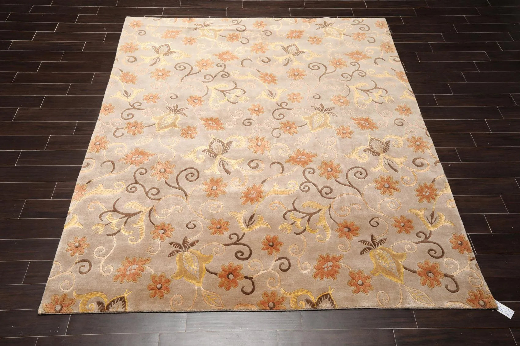 8'x9'7'' Hand Knotted Tibetan Wool & Silk Designer Boho Oriental Area Rug Beige-1