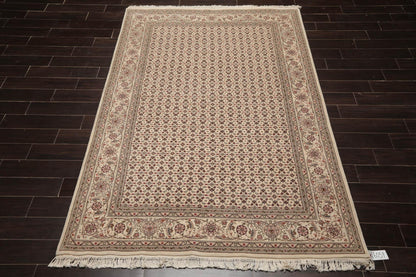 5'10" x 8'9" Hand Knotted Wool & Silk Traditional Oriental Area Rug Cream, Gray-1