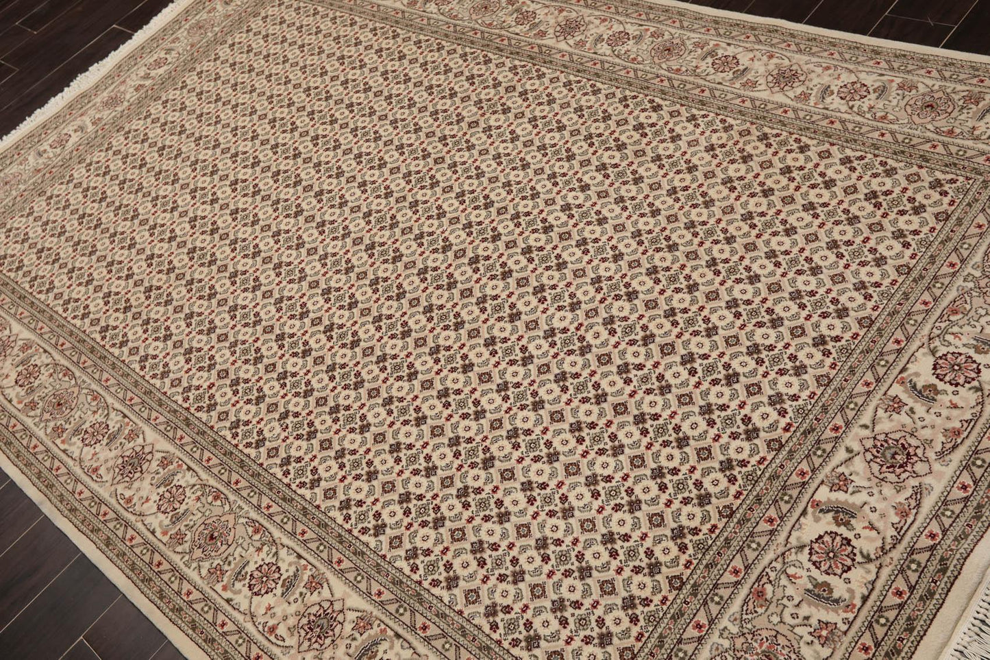 5'10" x 8'9" Hand Knotted Wool & Silk Traditional Oriental Area Rug Cream, Gray-2