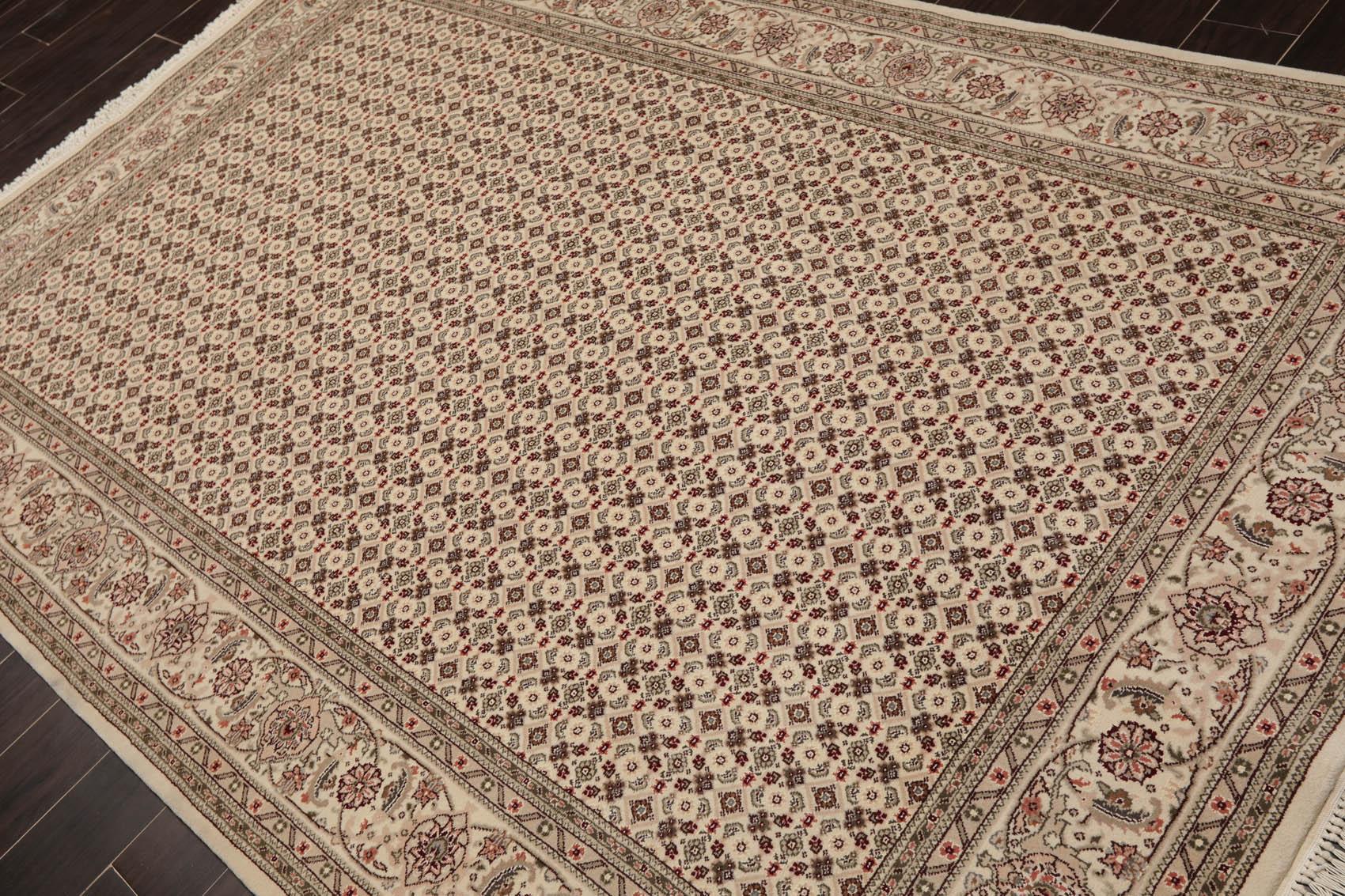 5'10" x 8'9" Hand Knotted Wool & Silk Traditional Oriental Area Rug Cream, Gray-2