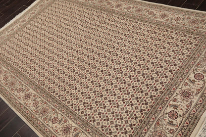 5'10" x 8'9" Hand Knotted Wool & Silk Traditional Oriental Area Rug Cream, Gray-2