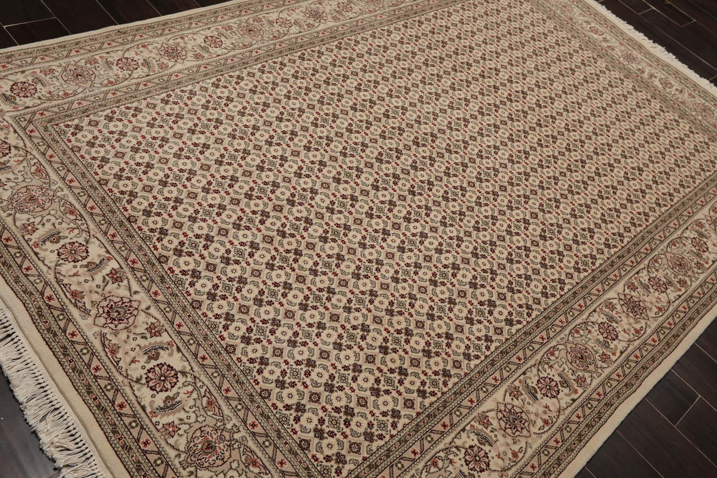 5'10" x 8'9" Hand Knotted Wool & Silk Traditional Oriental Area Rug Cream, Gray-3
