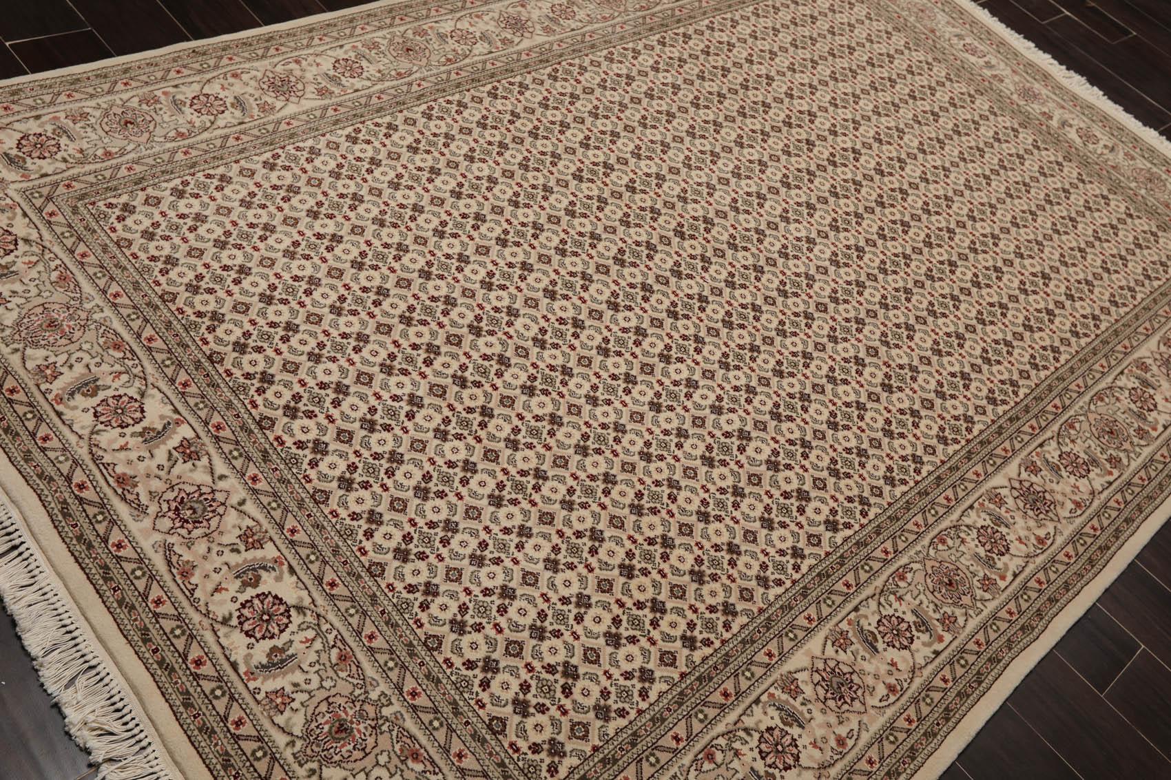 5'10" x 8'9" Hand Knotted Wool & Silk Traditional Oriental Area Rug Cream, Gray-3
