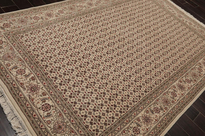 5'10" x 8'9" Hand Knotted Wool & Silk Traditional Oriental Area Rug Cream, Gray-3
