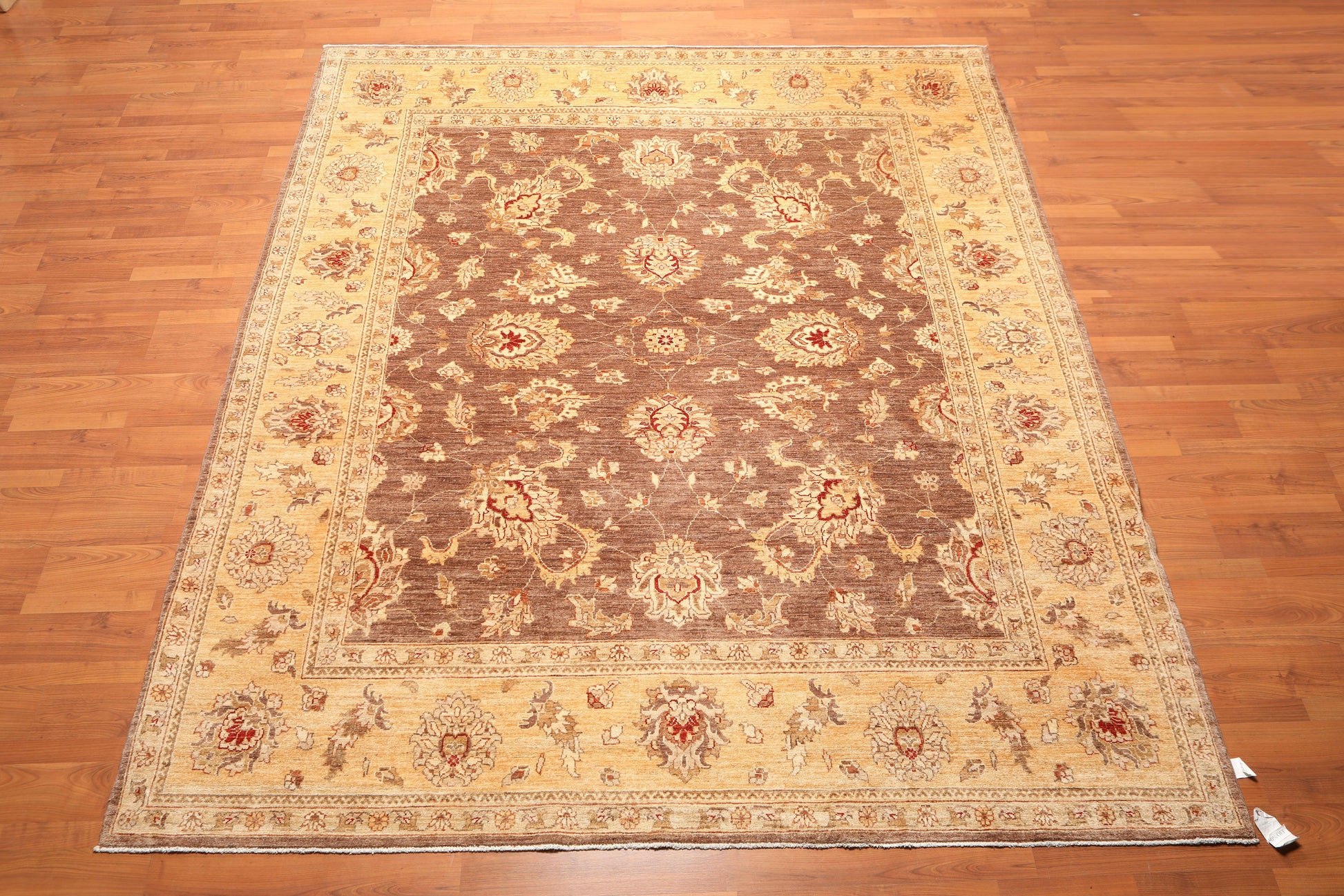 8'1" x 9’11" Hand Knotted Peshawar Stone wash 100% Wool Oriental Area Rug Brown-1