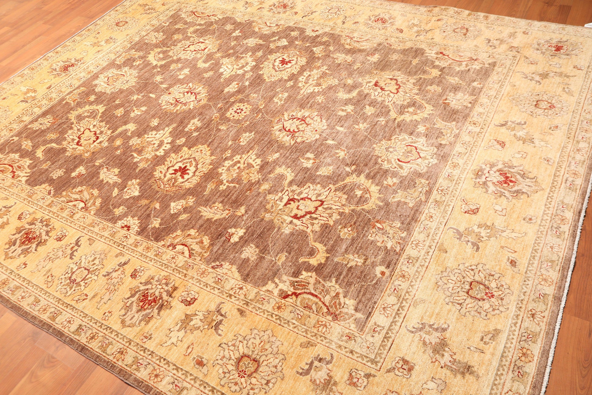 8'1" x 9’11" Hand Knotted Peshawar Stone wash 100% Wool Oriental Area Rug Brown-2