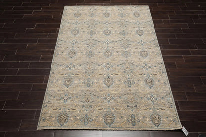 6x9 Gray Hand Knotted Traditional Wool Oriental Area Rug-3