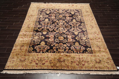 Hand Knotted Wool Sarouk 250KPSI Oriental Area Rug Dark Chocolate 7'11" x 9'10"-1