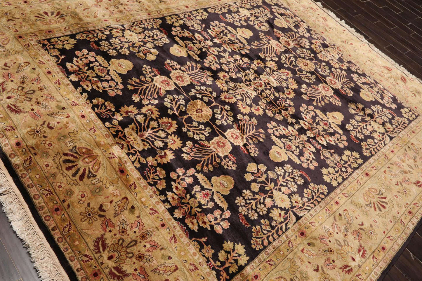 Hand Knotted Wool Sarouk 250KPSI Oriental Area Rug Dark Chocolate 7'11" x 9'10"-3