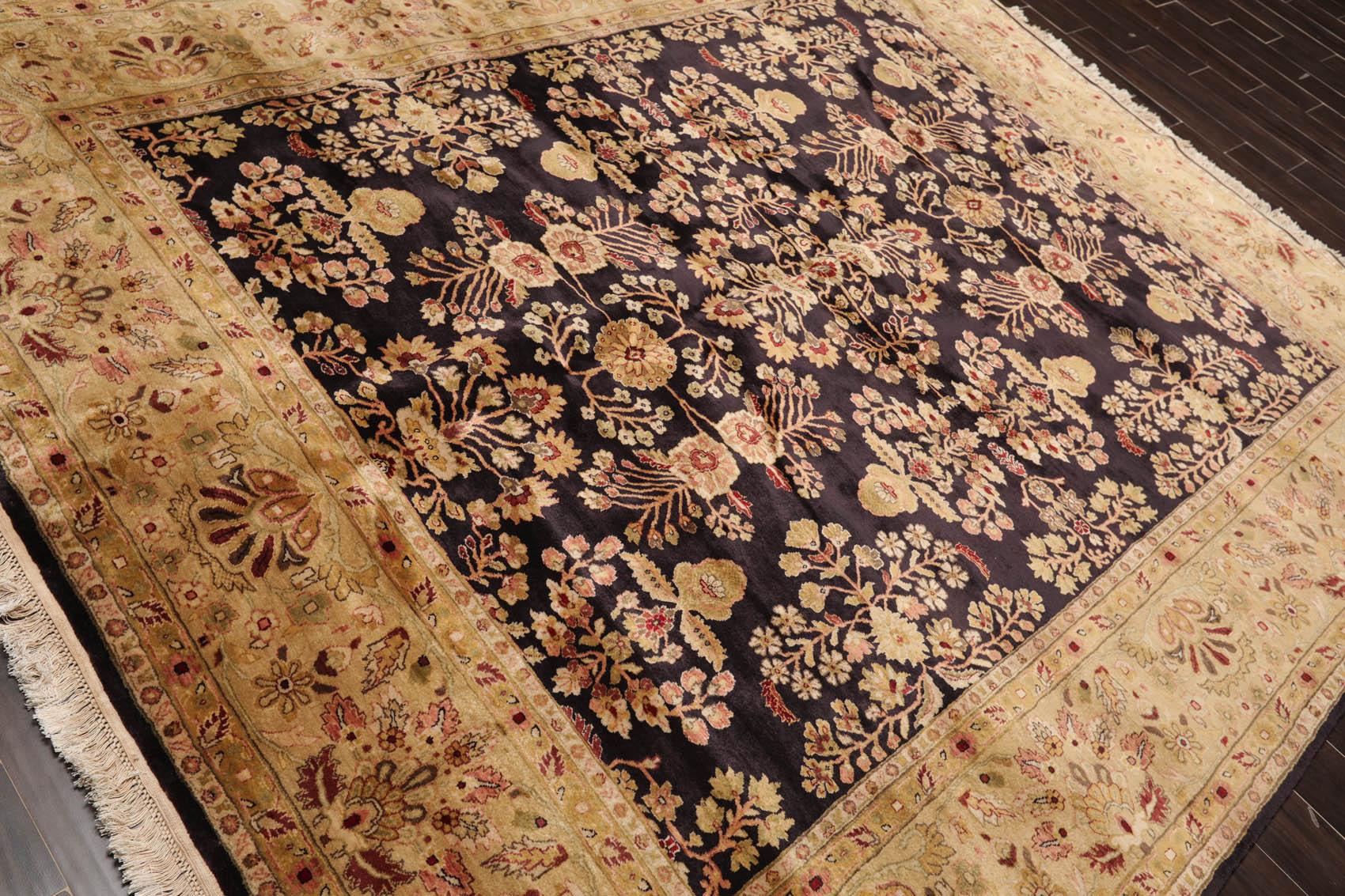 Hand Knotted Wool Sarouk 250KPSI Oriental Area Rug Dark Chocolate 7'11" x 9'10"-3