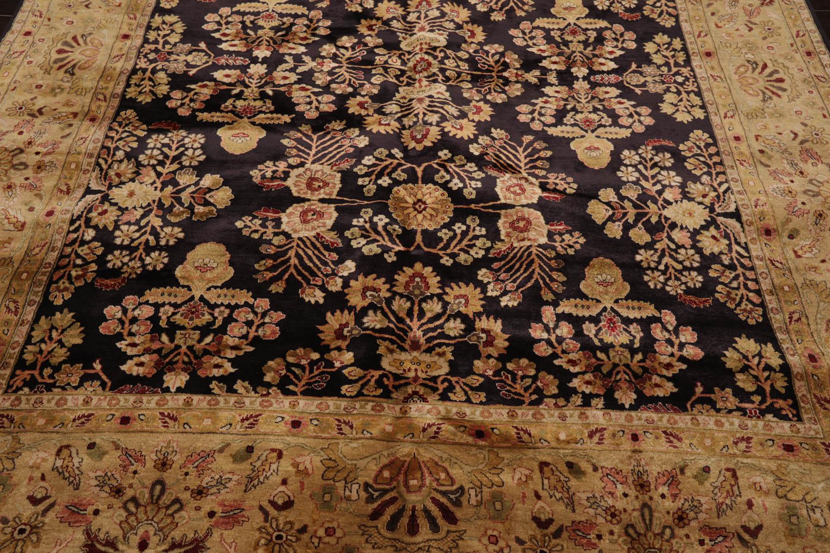 Hand Knotted Wool Sarouk 250KPSI Oriental Area Rug Dark Chocolate 7'11" x 9'10"-4