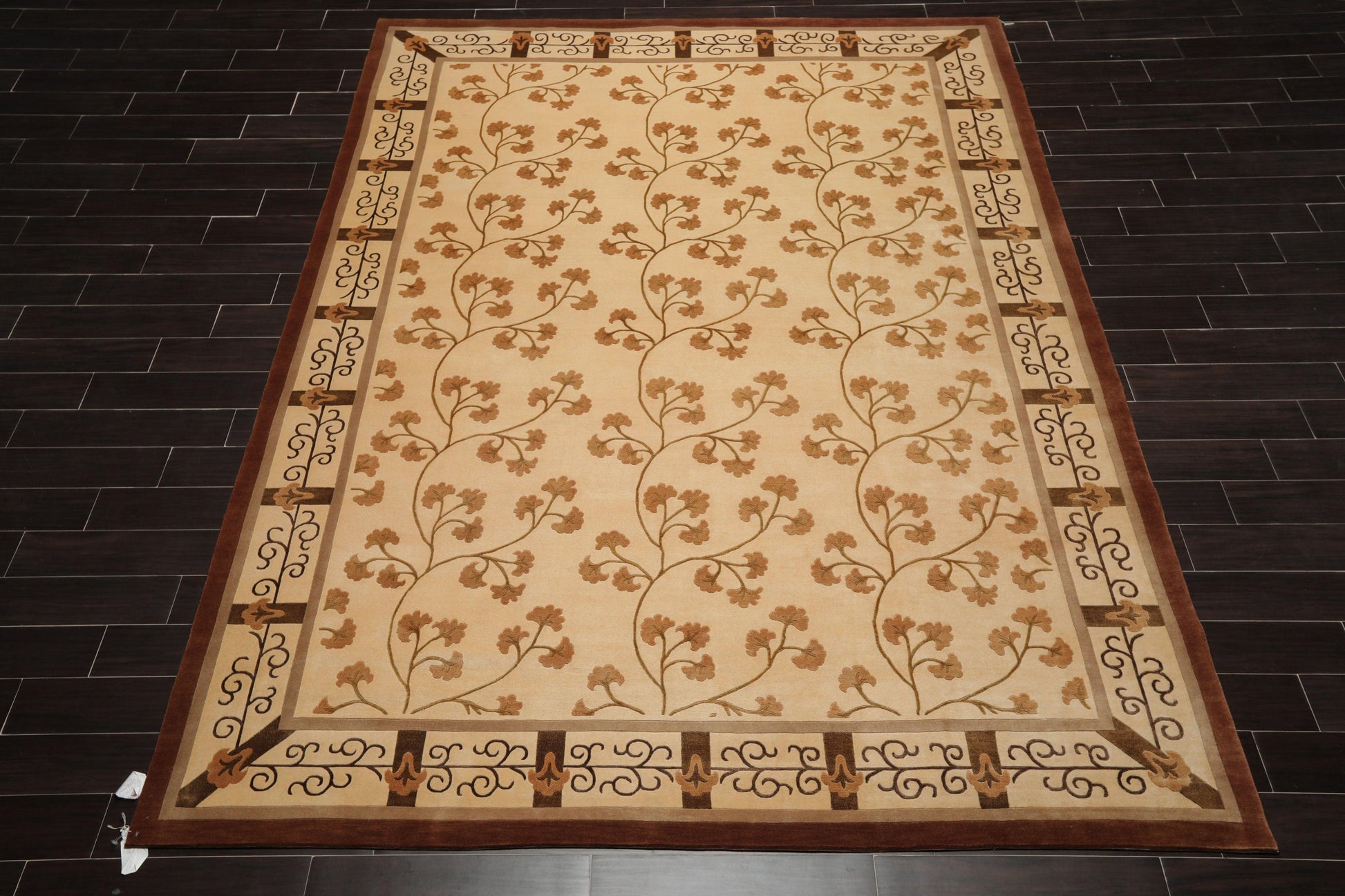 8' x 11'3" Hand Knotted Wool & Silk Euro Style 200 KPSI Tibetan Area Rug Beige-1
