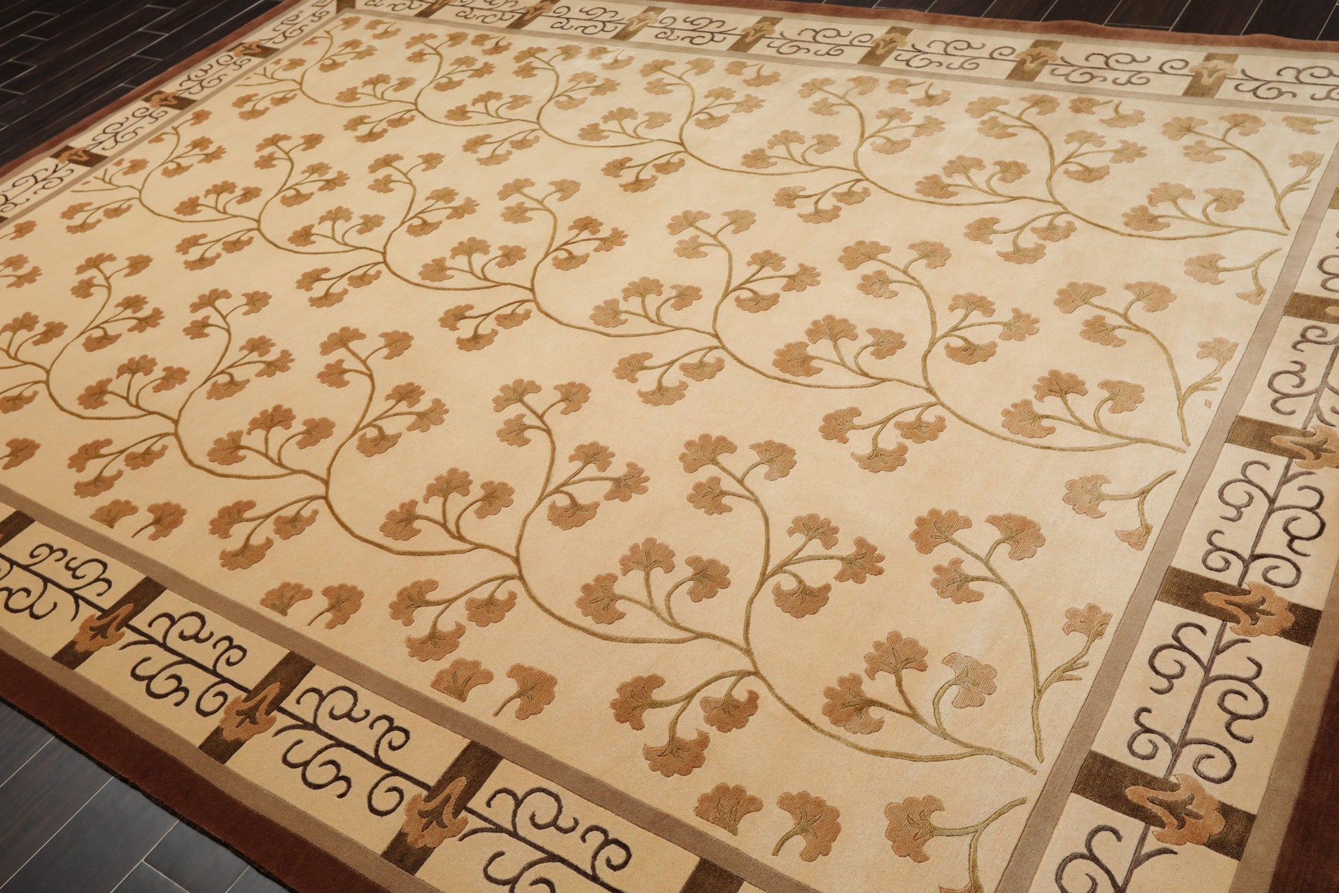 8' x 11'3" Hand Knotted Wool & Silk Euro Style 200 KPSI Tibetan Area Rug Beige-2