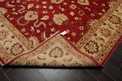 9'3" x 11'11 Hand Knotted 100% Wool Peshawar Vegetable Dye Area Rug Rusty Red-4