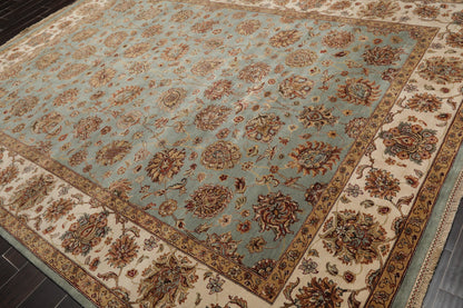 8'6" x 11'6" Hand Knotted 100% Wool Agra 200 KPSI Oriental Area Rug Aqua-2